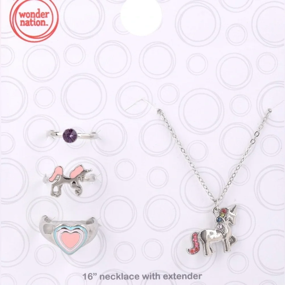 🔴 3/$12 Wonder Nation Unicorn Jewelry Set‎ - Silver and Pink Accents! NEW!